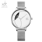 SK Brand Women's Watch Women's Creative Mesh Strap Personalized Watch Women's Simple Casual Quartz Watch Factory Wholesale 0091