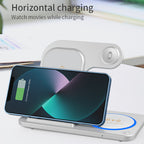 Multifunctional Earphone Watch Wireless Charging Bracket Base Double Coil Three-in-one Folding Wireless Charger With Light